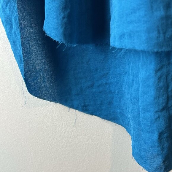 Rebecca Taylor Sleeveless Blue Blouse Size 0 Snap Front Hi-Lo Raw Edge Hem - Picture 3 of 13